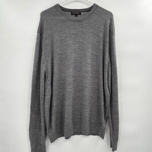 Banana Republic Mens Merino Wool Crewneck Pullover Sweater Sz XL Gray Classic